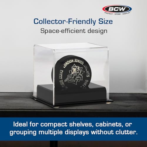 BCW Acrylic Hockey Puck Display Case - 1 Pack | Deluxe Puck Holder with Black Base & Clear Cover | Perfect for Regulation-Sized Hockey Pucks | High Clarity Acrylic - Image 5