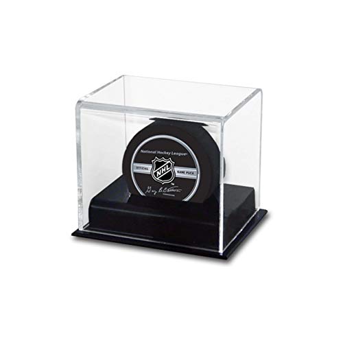 BCW Acrylic Hockey Puck Display Case - 1 Pack | Deluxe Puck Holder with Black Base & Clear Cover | Perfect for Regulation-Sized Hockey Pucks | High Clarity Acrylic - Image 1