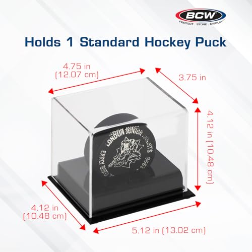 BCW Acrylic Hockey Puck Display Case - 1 Pack | Deluxe Puck Holder with Black Base & Clear Cover | Perfect for Regulation-Sized Hockey Pucks | High Clarity Acrylic - Image 3