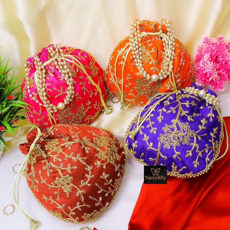 Trendifly Return Gift Potli bag for women bulk wholesale embroidery wedding bridal batua purse for guest gifting - Image 4