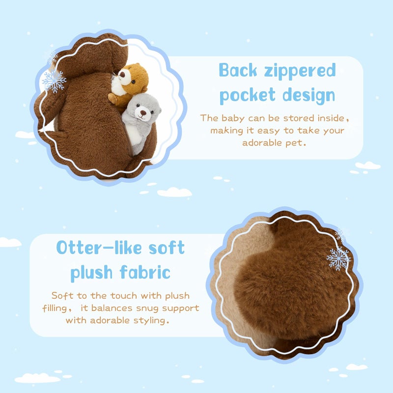 MaoGoLan 5pcs Otter Stuffed Animal - 14.5" Mommy Sea Otter Plush with Babies Inside, Soft Cute Stuffed Otter Plushies Toy for Kids Boys Girls, Ideal Gift for Christmas Birthday Holidays - Image 4