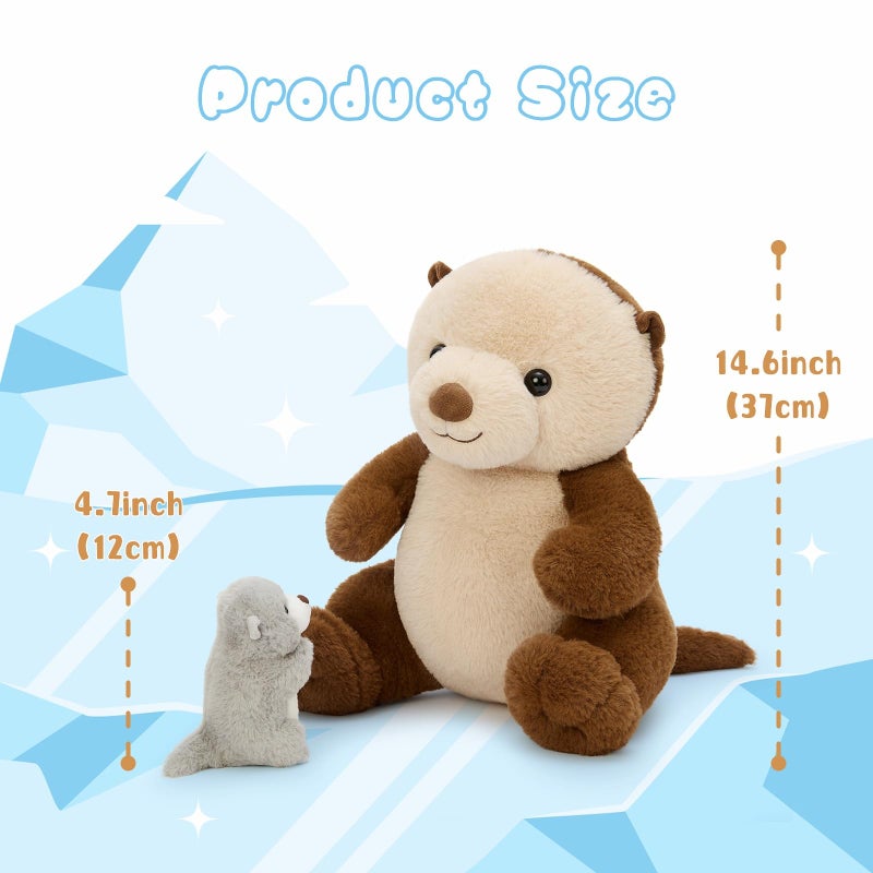 MaoGoLan 5pcs Otter Stuffed Animal - 14.5" Mommy Sea Otter Plush with Babies Inside, Soft Cute Stuffed Otter Plushies Toy for Kids Boys Girls, Ideal Gift for Christmas Birthday Holidays - Image 3