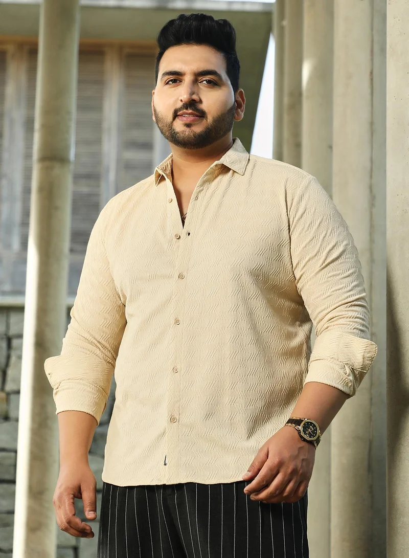 انستافاب بلس قميص رجالي كاجوال بيج كاكي بقصة مريحة