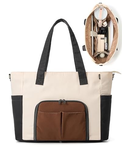 TOVICE Tote Bag with Stanley Cup holder & Laptop Compartment, Work Bag for Women With Zipper & 2 Cup Compartments Inside for Travel, Nurse, Camping, 27L, 15.6" Laptop - Image 1