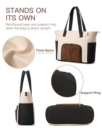 TOVICE Tote Bag with Stanley Cup holder & Laptop Compartment, Work Bag for Women With Zipper & 2 Cup Compartments Inside for Travel, Nurse, Camping, 27L, 15.6" Laptop - Image 3