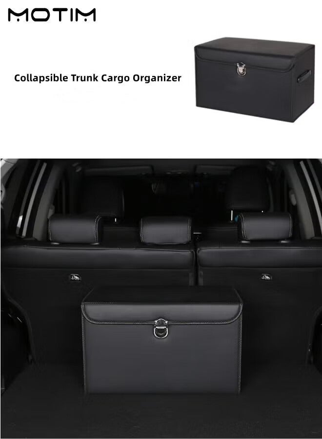 Motim Car Trunk Organizer with Compartments, 50*30*30CM, Foldable Design Leather Trunk Cargo Organizer, Waterproof Dust-proof, Large Capacity Auto Grocery Storage Bin for Car Suv/Jeep/Sedan  - Image 2