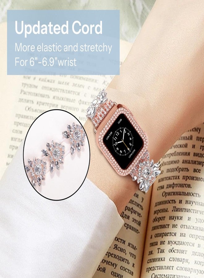 VIQIV Bling Dressy Bracelet with Case Compatible with Apple Watch Bands 38mm 40mm 41mm 42mm 44mm 45mm 49mm for Women Girls Strethy, Slim Jewelry Starlight Stainless Steel Metal Wristband Strap for iWatch Ultra 2/Ultra Series 9/8/7/6/5/4/3/2/1/SE - Image 4