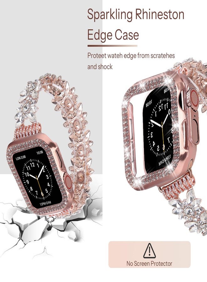 VIQIV Bling Dressy Bracelet with Case Compatible with Apple Watch Bands 38mm 40mm 41mm 42mm 44mm 45mm 49mm for Women Girls Strethy, Slim Jewelry Starlight Stainless Steel Metal Wristband Strap for iWatch Ultra 2/Ultra Series 9/8/7/6/5/4/3/2/1/SE - Image 3