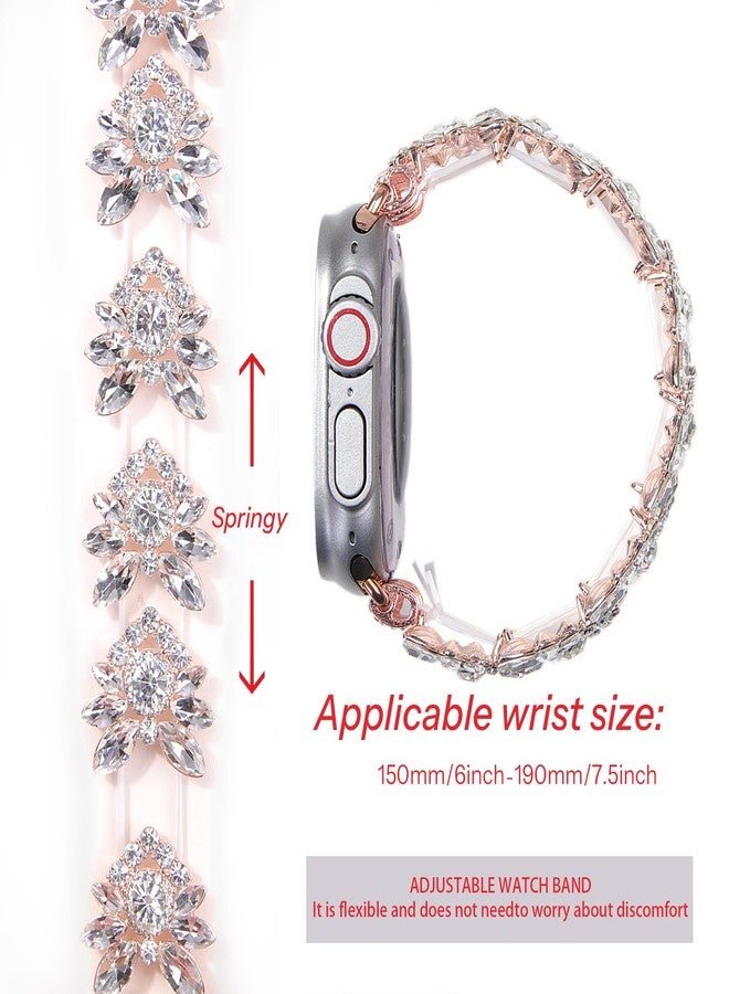 VIQIV Bling Dressy Bracelet with Case Compatible with Apple Watch Bands 38mm 40mm 41mm 42mm 44mm 45mm 49mm for Women Girls Strethy, Slim Jewelry Starlight Stainless Steel Metal Wristband Strap for iWatch Ultra 2/Ultra Series 9/8/7/6/5/4/3/2/1/SE - Image 5