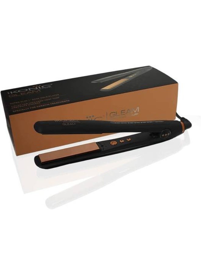 IKONIC Professional Gleam Hair Straightener, 1" Rose Gold Plates, Infrared Heat, Black - Image 3