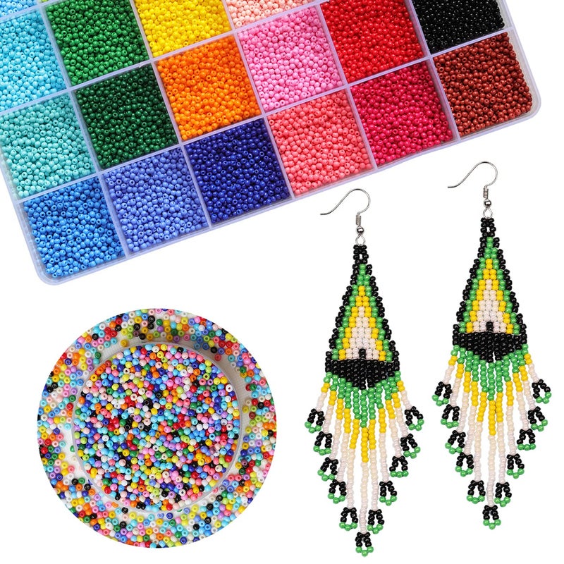 BALABEAD 2mm Size Almost Uniform Glass Seed Beads About 21600pcs Opaque Colors 12/0 Small Craft Beads 2mm Round Glass Seed Beads for Jewelry Making(About 900pcs/Color, 24 Colors) - Image 3