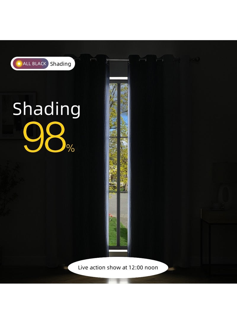 KYD 2 Panel Blackout Curtains,Darkening Curtains Decorative Thread Foil Blackout Curtains, Thermal Insulated Room Darkening Curtains for Bedroom Living Room 214x132 cm  - Image 3