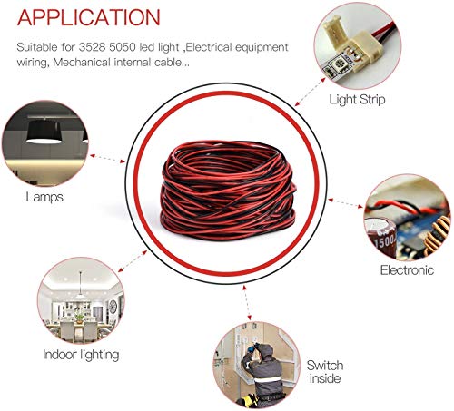 protium 22AWG Extension Copper Cable Wire Cord for LED Strips Charging Adapter Single Color 3528 5050 or DC Line Connection for Controller (20 Meter) - Image 2