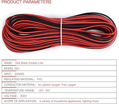 protium 22AWG Extension Copper Cable Wire Cord for LED Strips Charging Adapter Single Color 3528 5050 or DC Line Connection for Controller (20 Meter) - Image 5