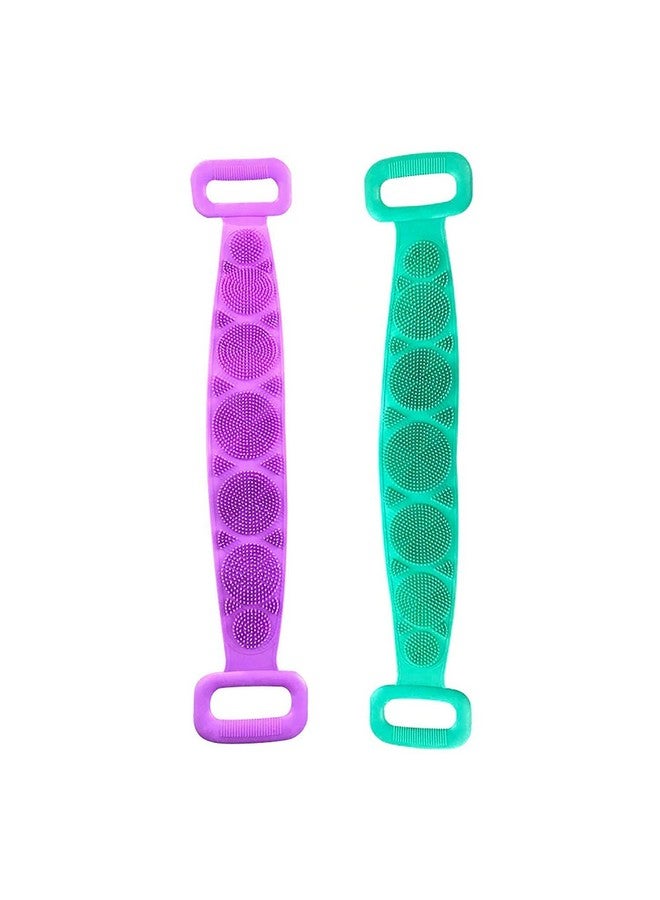 AHCS AHCS Body Scrubber Belt Silicone Back Scrubber Bath Belt Double-Sided Massage Body Wash Brush Shower Exfoliating Belt Removes Bath Towel, Cleaning Tools for men and women - Multicolor (Pack of 2) - Image 1