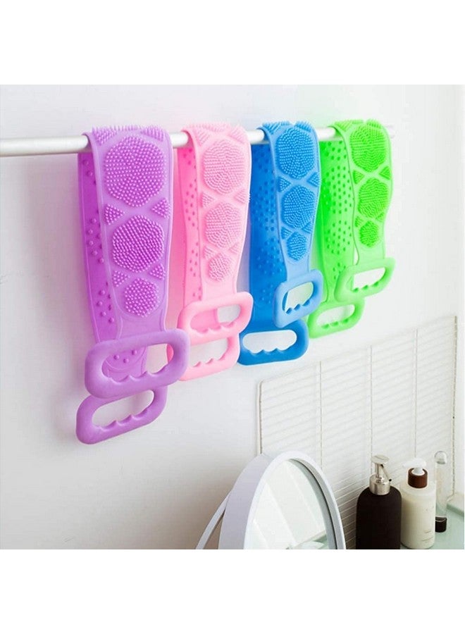 AHCS AHCS Body Scrubber Belt Silicone Back Scrubber Bath Belt Double-Sided Massage Body Wash Brush Shower Exfoliating Belt Removes Bath Towel, Cleaning Tools for men and women - Multicolor (Pack of 2) - Image 4