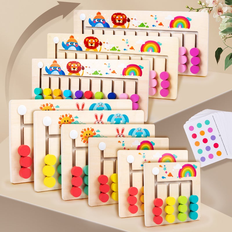 Wooden 9 Advanced Four-Color Twelve-Color Logic Walking Color Matching Game Children'S Maze Walking Teaching Toys - Image 2