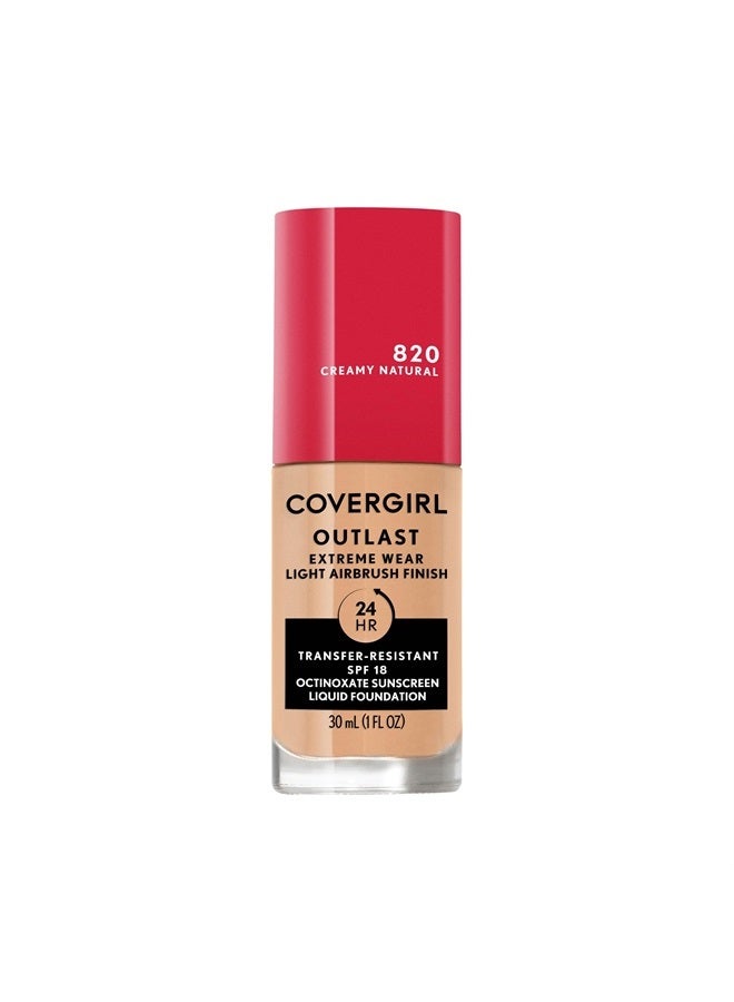 Covergirl Outlast Extreme Wear 3-in-1 Full Coverage Liquid Foundation, SPF 18 Sunscreen, Creamy Natural, 1 Fl. Oz. - Image 1