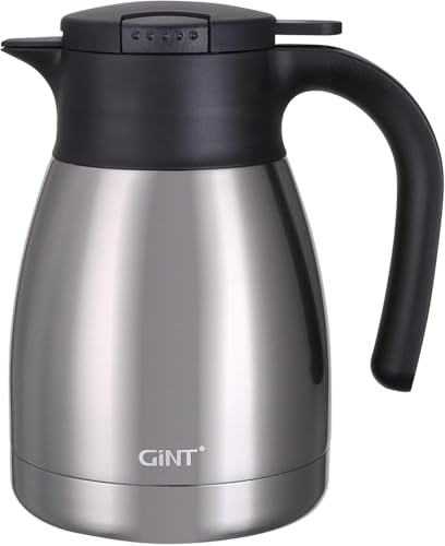 GiNT 34Oz Thermal Coffee Carafe, Insulated Stainless Steel Coffee Carafes for Keeping Hot/Double Walled Vacuum Coffee Carafe (Silver, 1L) - Image 1