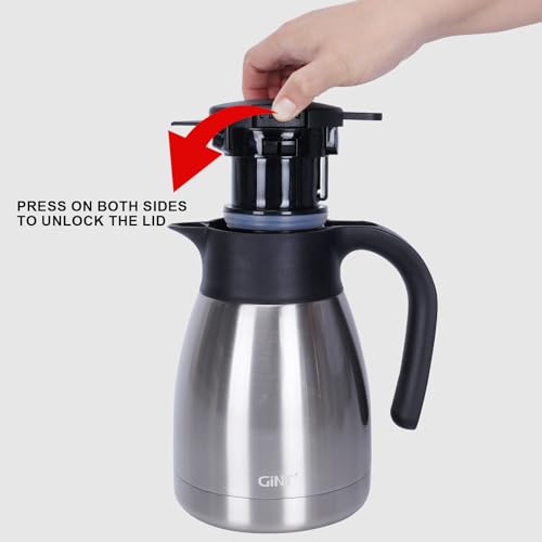GiNT 34Oz Thermal Coffee Carafe, Insulated Stainless Steel Coffee Carafes for Keeping Hot/Double Walled Vacuum Coffee Carafe (Silver, 1L) - Image 5