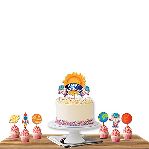 Festiko® Space/Astronaut Happybirthday Theme Party Cake Decoration Cake Topper, Space/Astronauts Party Favors for Kids Birthday Decoration(Cake Topper) - Image 3