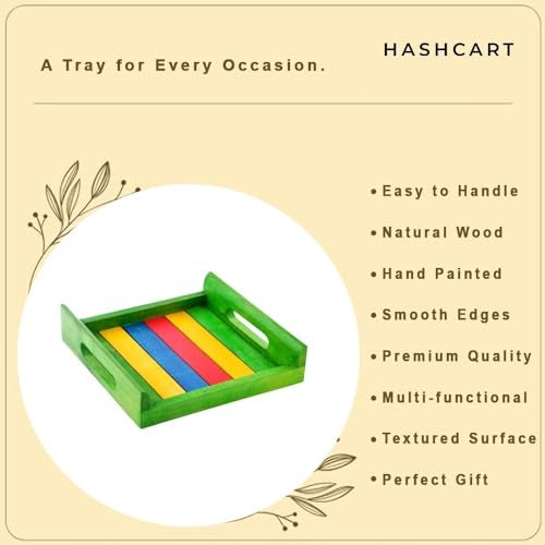 Hashcart Handmade Wooden Serving Tray for Dining Tableware, Kitchen Accessory, Butler Serving Trays (Green) - Image 4