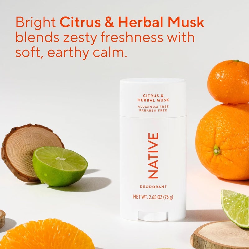 native Deodorant | Natural Deodorant for Men, Aluminum Free with Baking Soda, Probiotics, Coconut Oil and Shea Butter | Citrus & Herbal Musk - Image 4