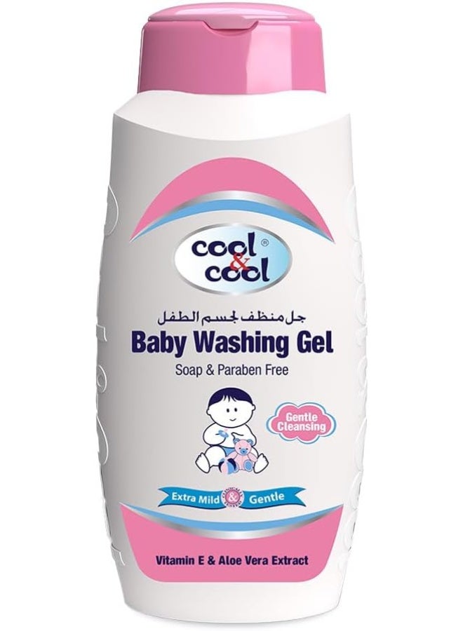 Cool & Cool Vitamin-E And Aloe Vera Extract With Extra Mild Formula Baby Washing Gel- 250ML - Head to Toe Baby Bath, Dye Free, Tear Free, Alcohol Free, Paraben-Free, - Image 1