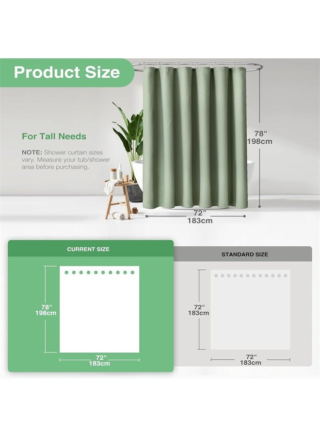 هومستر ستارة دش نسيج طويل، وافل نسيج ثقيلة واجب قماش دش ستائر للحمام، محايد وزن فندق سبا فاخرة حمام ستائر مجموعة مع خطايات البلاستيك، أخضر - Image 4