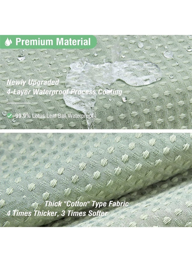 هومستر ستارة دش نسيج طويل، وافل نسيج ثقيلة واجب قماش دش ستائر للحمام، محايد وزن فندق سبا فاخرة حمام ستائر مجموعة مع خطايات البلاستيك، أخضر - Image 2