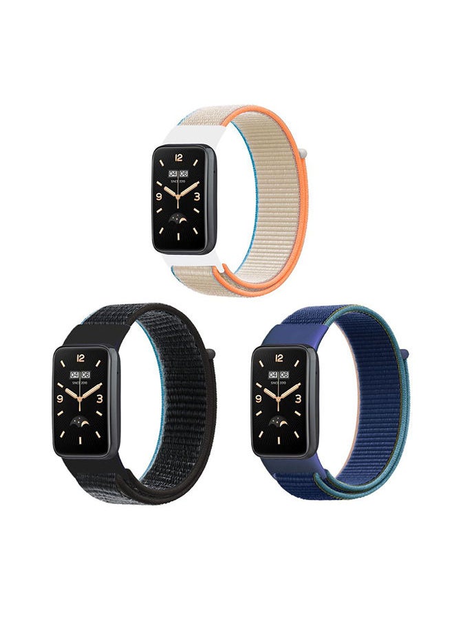 O Ozone Nylon Strap [Pack of 3] Compatible with Xiaomi Mi Band 7 Pro Soft Nylon Loop Sport Adjustable Breathable Replacement Wristband for Men Women  - Image 1