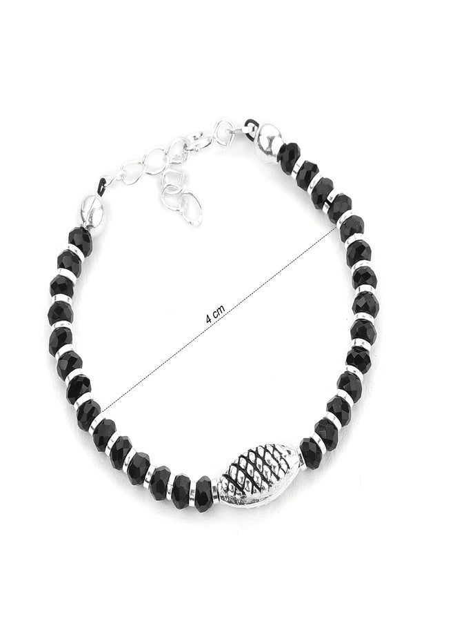 DHRUVS COLLECTION 925 Silver Baby Nazariya Bracelet with Black Crystal Beads - Cylindrical Shape Charms for Baby Girls & Baby Boys (Length - 4.5 Inch, Suitable for 6 Months to 18 Months) - Image 4