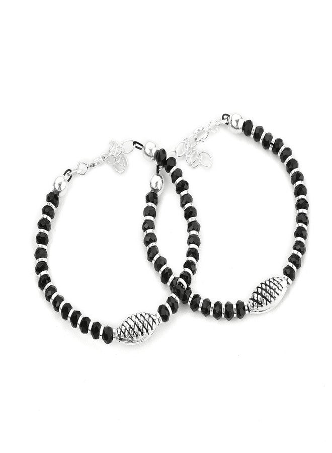 DHRUVS COLLECTION 925 Silver Baby Nazariya Bracelet with Black Crystal Beads - Cylindrical Shape Charms for Baby Girls & Baby Boys (Length - 4.5 Inch, Suitable for 6 Months to 18 Months) - Image 3