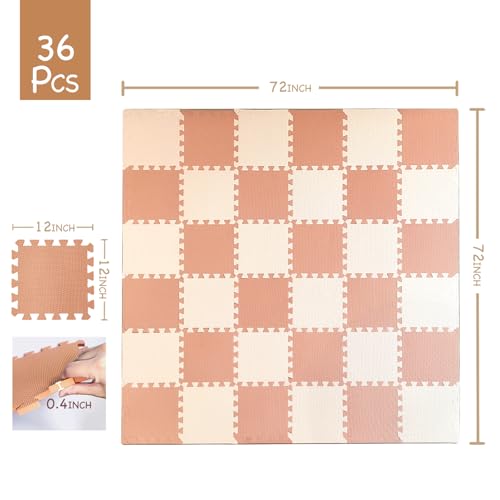 TCBunny Kids Soft EVA Foam Jigsaw Puzzle Play Mat 36 Interlocking Tiles and Edges Baby Play Mat for Kids Gym Nursery Playroom Pet Mat Total Floor Coverage 32 Sq Ft PinkPeach - Image 5
