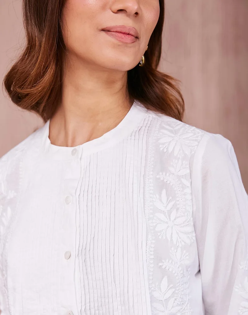 Fabindia White Cotton Chikankari Tunic
