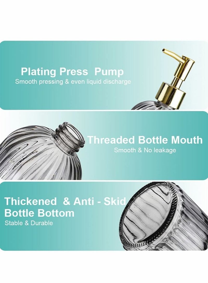 SYOSI Versatile Glass Soap Dispenser Bottle with Pump 14 Oz Dripless Pump Bottle Refillable Liquid Hand Jar Dispenser for Bathroom Countertop Kitchen Laundry Room 2 Pack  - Image 2