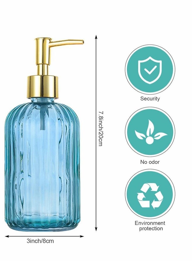 SYOSI Versatile Glass Soap Dispenser Bottle with Pump 14 Oz Dripless Pump Bottle Refillable Liquid Hand Jar Dispenser for Bathroom Countertop Kitchen Laundry Room 2 Pack  - Image 3