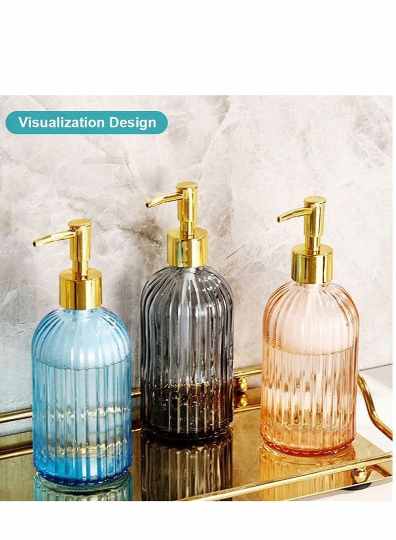 SYOSI Versatile Glass Soap Dispenser Bottle with Pump 14 Oz Dripless Pump Bottle Refillable Liquid Hand Jar Dispenser for Bathroom Countertop Kitchen Laundry Room 2 Pack  - Image 5