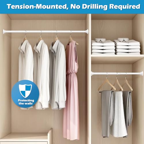 MOEROTER Spring Curtain Rod 33 to 56 Inch Adjustable White Curtain Rod No Drilling Non-Slip Expandable Tension Rod for Window, Doorway, Closet, Door, Wardrobe - Image 5