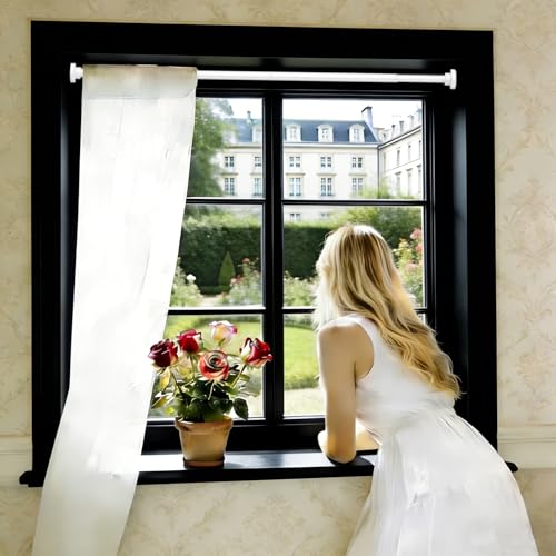 MOEROTER Spring Curtain Rod 33 to 56 Inch Adjustable White Curtain Rod No Drilling Non-Slip Expandable Tension Rod for Window, Doorway, Closet, Door, Wardrobe - Image 2