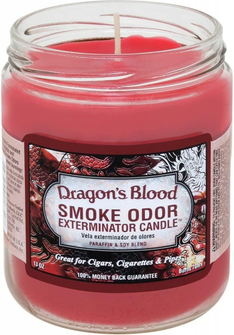 Smoke Odor Exterminator 13 oz Jar Candles Dragon's Blood, (3) Set of Three Candles.