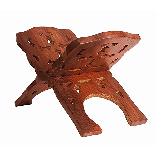 Santarms Sheesham Wooden Hand Carved Holy Book Reading Stand for Quran, Bhagwat Gita, Bible, Ramayana & Guru Granth Sahib for Rehal Books Holder - 12inch - Image 5