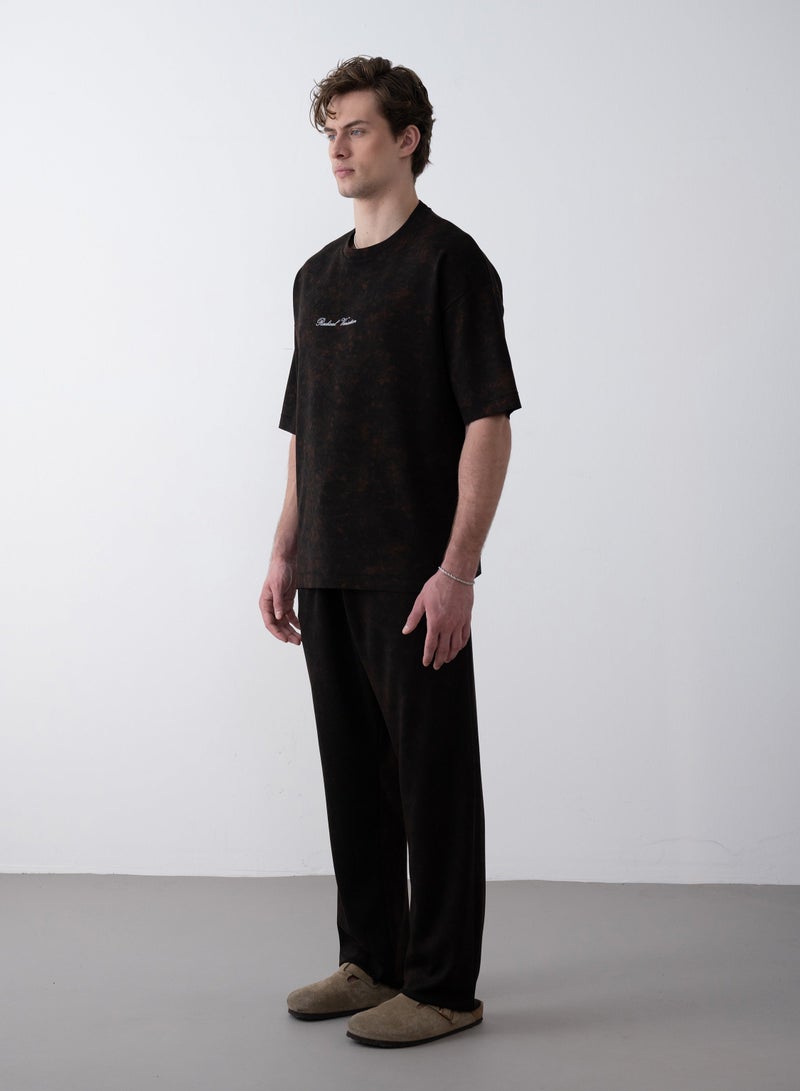 Marrakech Short Sleeves Round Neck Printed T-Shirt for Men - Black - Image 1