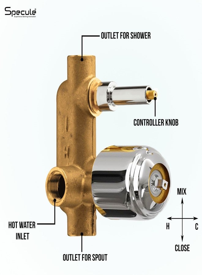 Specule Brass, Concealed Body High Flow Diverter With Exposed Part Kit | Bathroom Shower System | Bathroom Mixer | Chrome Finish (Aria) - Image 2