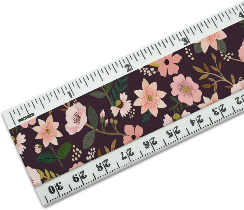 GRAPHICS & MORE Simona Flowers Floral Pattern 12 Inch Standard and Metric Plastic Ruler - Image 2