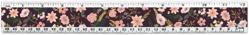 GRAPHICS & MORE Simona Flowers Floral Pattern 12 Inch Standard and Metric Plastic Ruler - Image 1