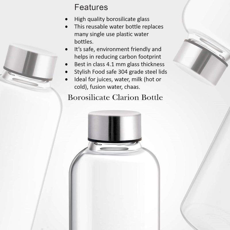 LVOOK Glass Water Bottle Fridge Bottle Transparent Shakes Smoothies Water Bottle Milk Bottle Juice Cocktail Bottle Fusion Water 1 Pcs Glass Bottle 1L - Image 3