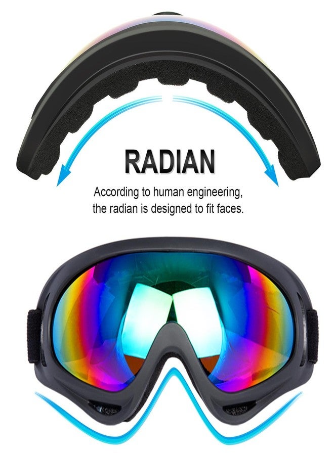 LJDJ Motorcycle Goggles,2 Pack Dirt Bike ATV Motocross Riding Hiking Protective with 2 Pack Neck Breathable Bandana Mask (Light Pink + Black/Colorful) - Image 3