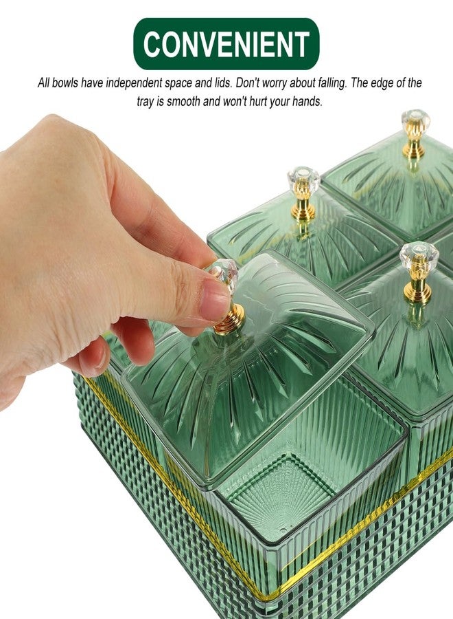 Cabilock Divided Serving Tray with Lid, 6 Compartments Snack Platter, Portable Parties Gatherings Charcuterie Container for Nuts, Fruits, Candy, Appetizers, Condiment Green - Image 5