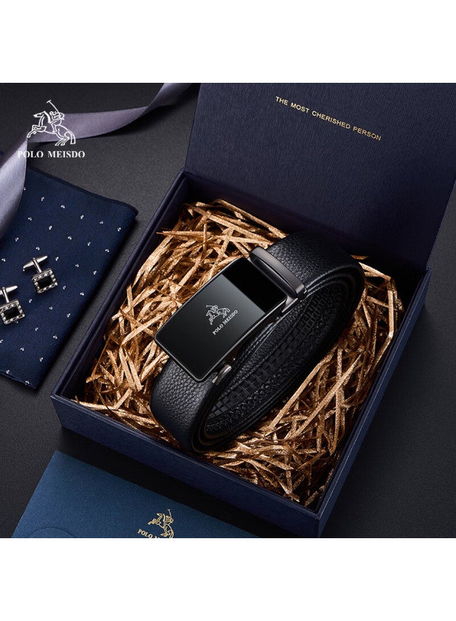 Polomeisdo Men's Genuine Leather Belt With Automatic Buckle, Gift Box Packaging, Self-operated, Practical New Year Gift For Boyfriend, Husband, Father - Image 1